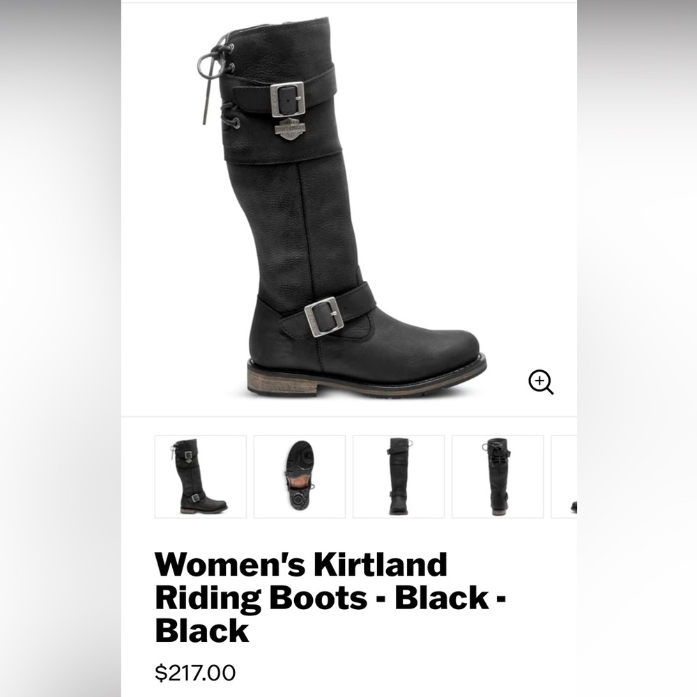 Womens black leatherHarley Davidson riding boots 7 1/2.